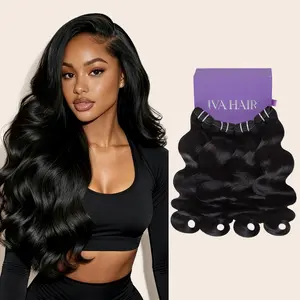 IVA 16A Premium Raw Body Wave Bundles 100% Unprocessed Human Hair Can be Bleached Restyled Sew in / Quick Weave Bundles Natural Color 16''-26"