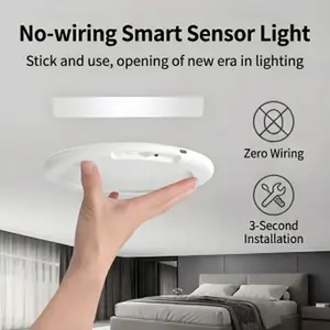 Motion Sensor Rechargeable Ceiling Light with Remote Control, 2-Pack Wireless Battery Operated LED Light, Magnetic Installation, 3 Color Modes Adjustable Brightness for Closet, Laundry Room, Hallway, Kitchen, Bedroom Lighting