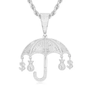 UCCIYO Money Bag Umbrella Pendant P261 Synthetic Moissanite Dollar Bag Umbrella S925 Silver Pendant NecklaceFor Women Men Iced Out Hip Hop Jewelry Accessories Gifts summerwins【#P261】