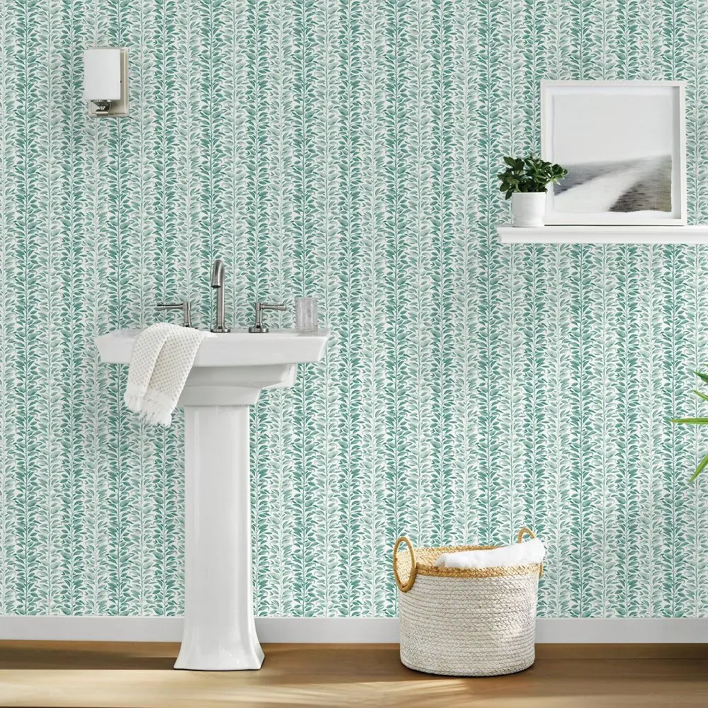 Vine Stripe Peel & Stick Wallpaper Mint - Threshold: Removable Self-Adhesive Modern Stain-Resistant Washable
