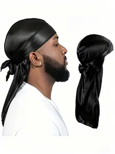 1 piece Silky Satin Durag Turban Wrap | Streetwear & Hip-Hop Style，Urban & Hip-Hop Aesthetic | Smooth Breathable Fabric, Long Tails & Stretch Fit & Reduces Frizz | Ideal for Men, Wave Maintenance & Everyday Wear | Head Wrap Turban
