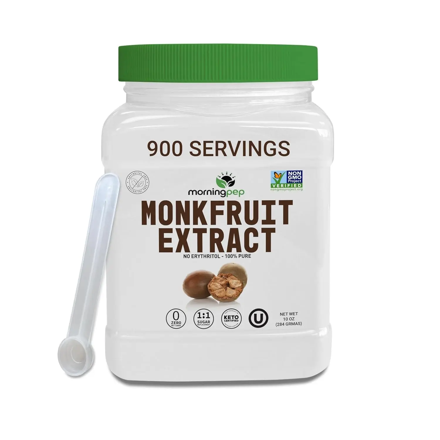 Morning Pep 100% Pure Monk Fruit extract sweetener, No Erythritol, Monkfruit Extract Powder, NON-GMO, Keto, kosher Zero Calories Sugar Natural