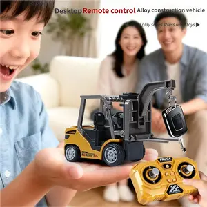 Mini Remote Control Forklift Model, RC Construction Vehicles, 1:64 Scale, USB Rechargeable, with Lights and Sounds, Realistic Engineering Design, Ideal Gift for Kids over 6 Years