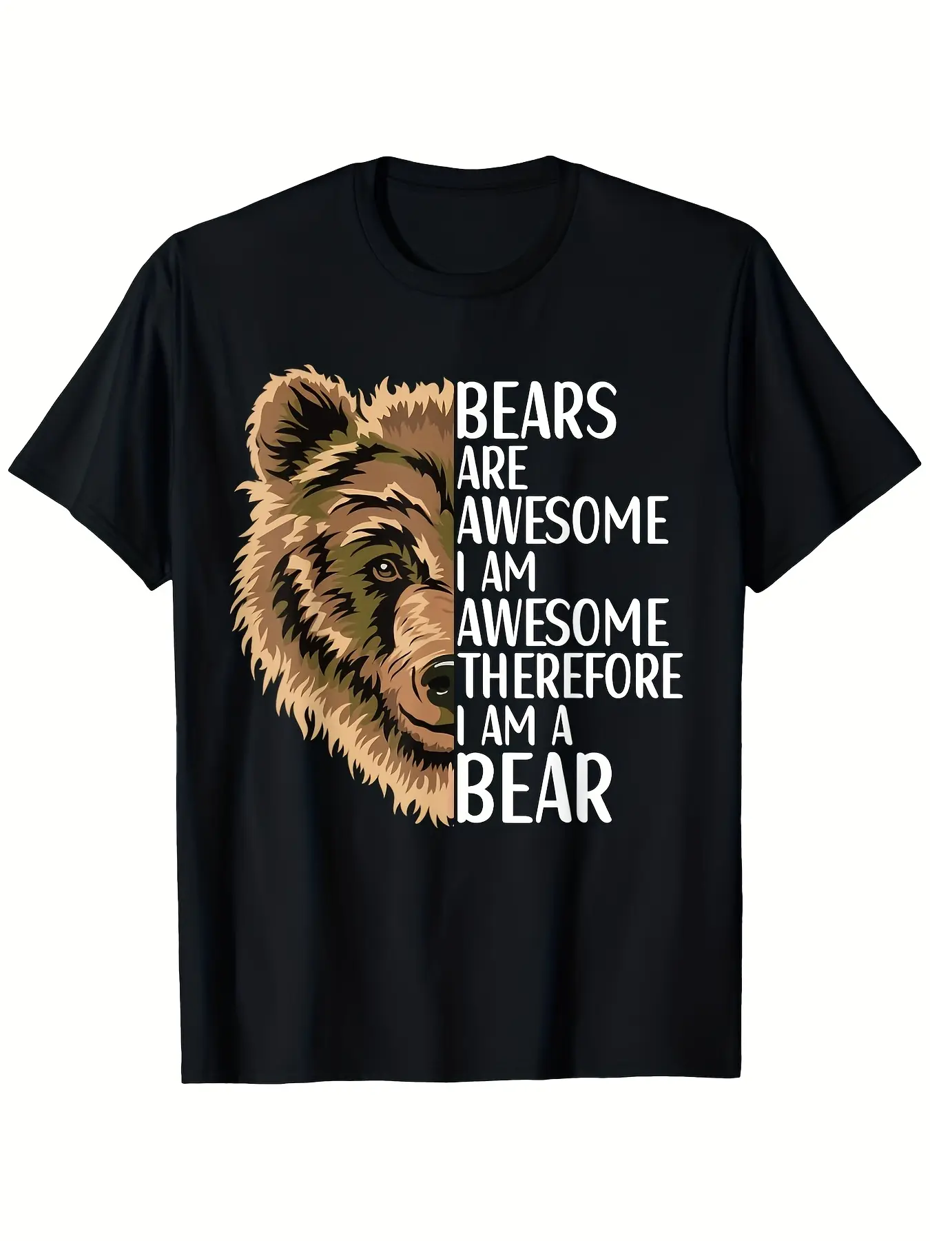 Bear Apparel Men'S  Unisex Grizzly Bear Bears Are unisex soft cotton short sleeve t shirt, vintage graphic casual tee for men women teens, perfect birthday holiday gift for camping travel gym daily street  wear