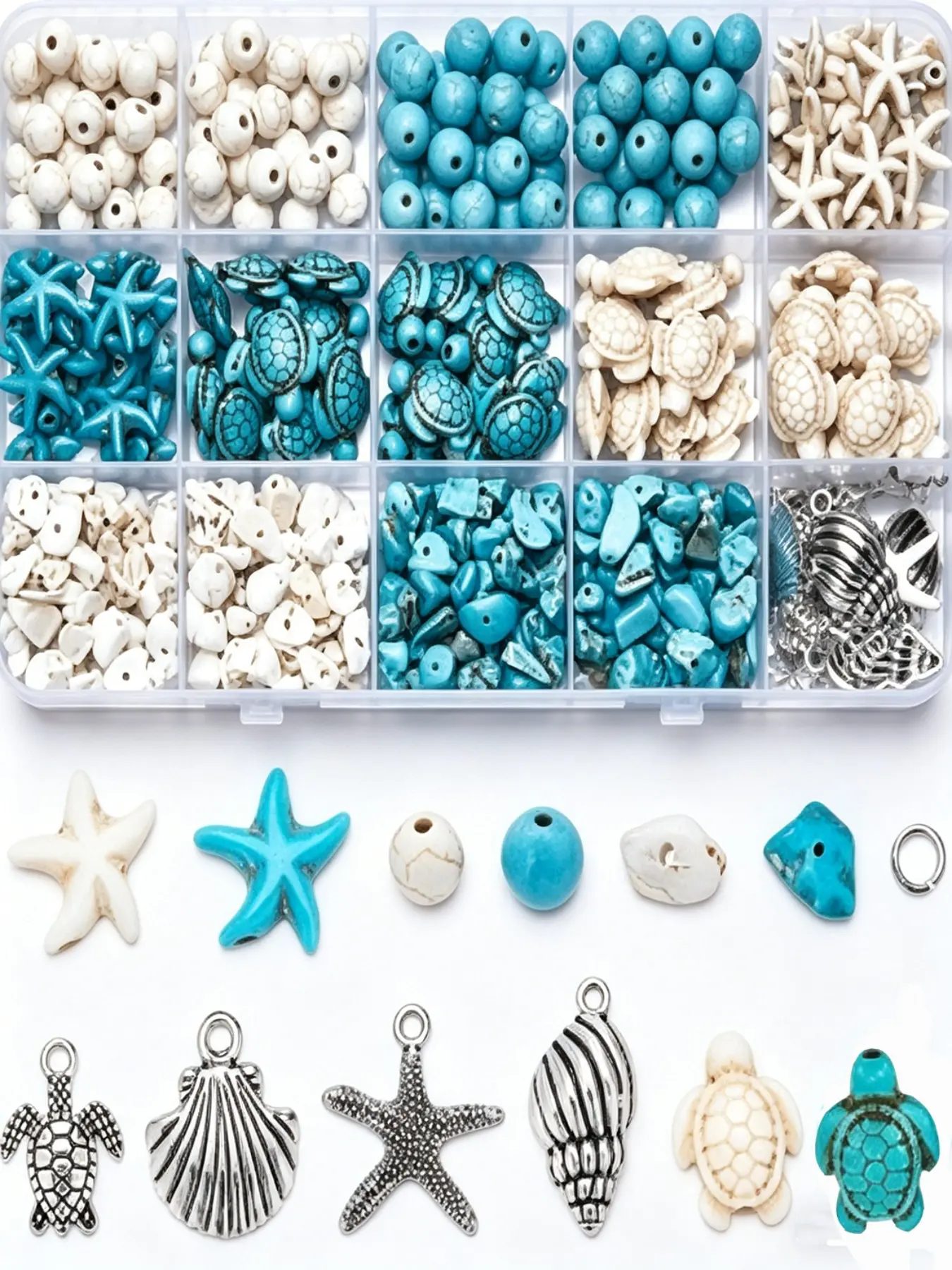 Acrylic Turtle Shell Beads, Bohemian Sea Turtle Starfish Pendant, Summer Hawaii Ocean Charm, Jewelry Making Kit, DIY Craft Supplies, DIY Craft Embellishments, DIY Beading Accessories, Charms For Crafts
