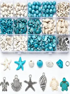 Acrylic Turtle Shell Beads, Bohemian Sea Turtle Starfish Pendant, Summer Hawaii Ocean Charm, Jewelry Making Kit, DIY Craft Supplies