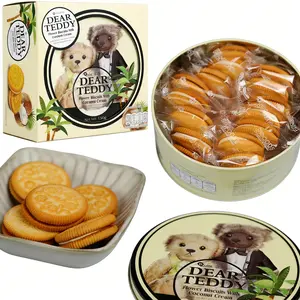 VFOODS Thai Dear Teddy Coconut Cream Sandwich Cookies 150g - Popular Thai Snack Gift
