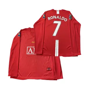 07 08 Long Sleeve 7# Ronaldo Home Soccer Jersey Red Fans Version