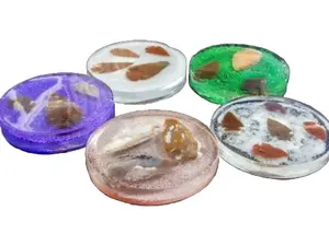 Colorful Sand Resin Coasters – Handmade Arrowhead Design Drink Coasters, Epoxy Coaster Set for Table & Home Decor (3.75–4 Inch)  O