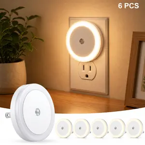 6Pack Night Lights Plug into Wall,Nightlight with Light sensors, LED Night Light for Kids Room, Baby Night Light, Bathroom NightLights, Stair Lights, Hallway Light, Warm White