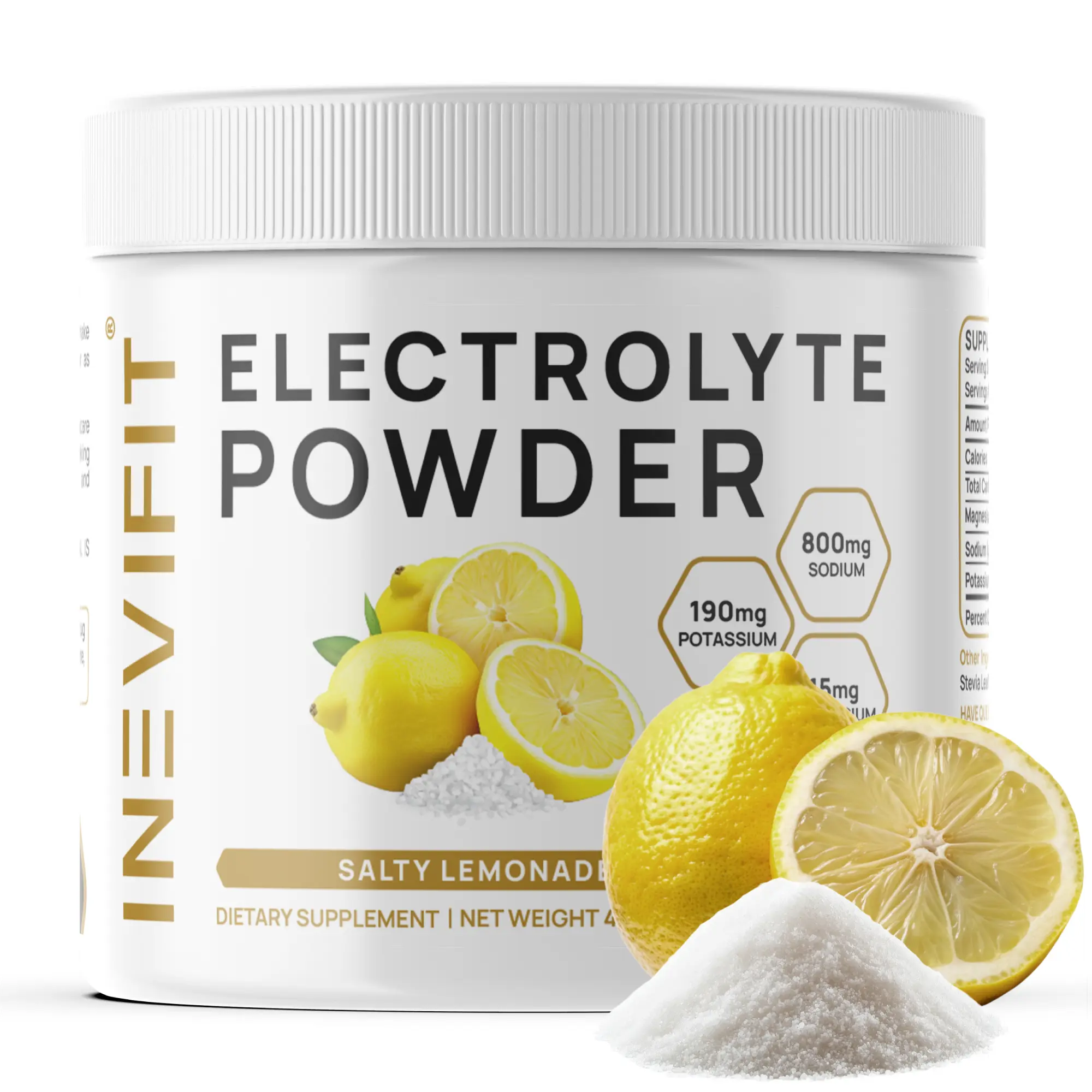 INEVIFIT Salty Lemonade Electrolyte Powder - Hydration & Recovery | Keto-Friendly, Zero Sugar, Stevia Sweetened | Sodium, Potassium & Magnesium | Replenish Electrolytes | 30 Servings