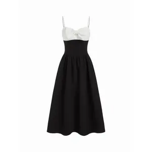 Cider Scoop Neck Bowknot Flared Midi Dress