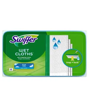 Swiffer Sweeper Wet Mopping Cloths - Gain Scent 24ct Textured Cloths with Trap + Lock for Safe Use on Wooden Vinyl Floors - Pack, Cleaning