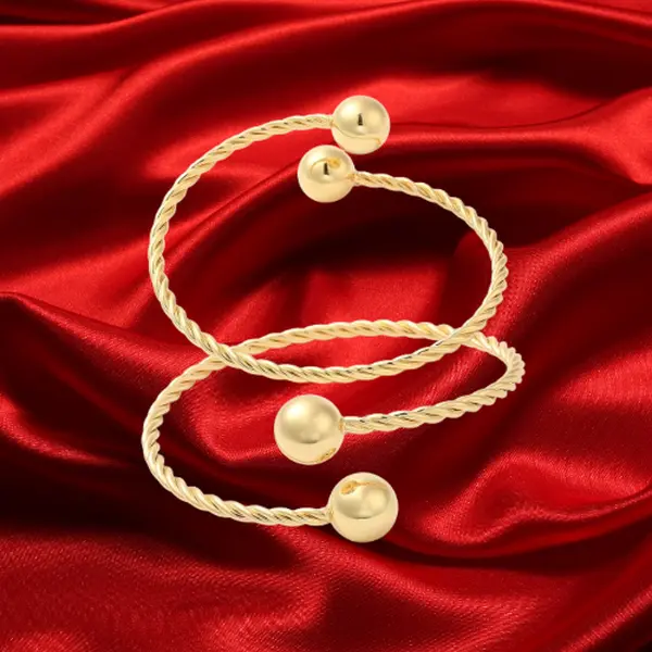 Belizean Harmony Loops Bangles, Twisted Ball Bangle Set