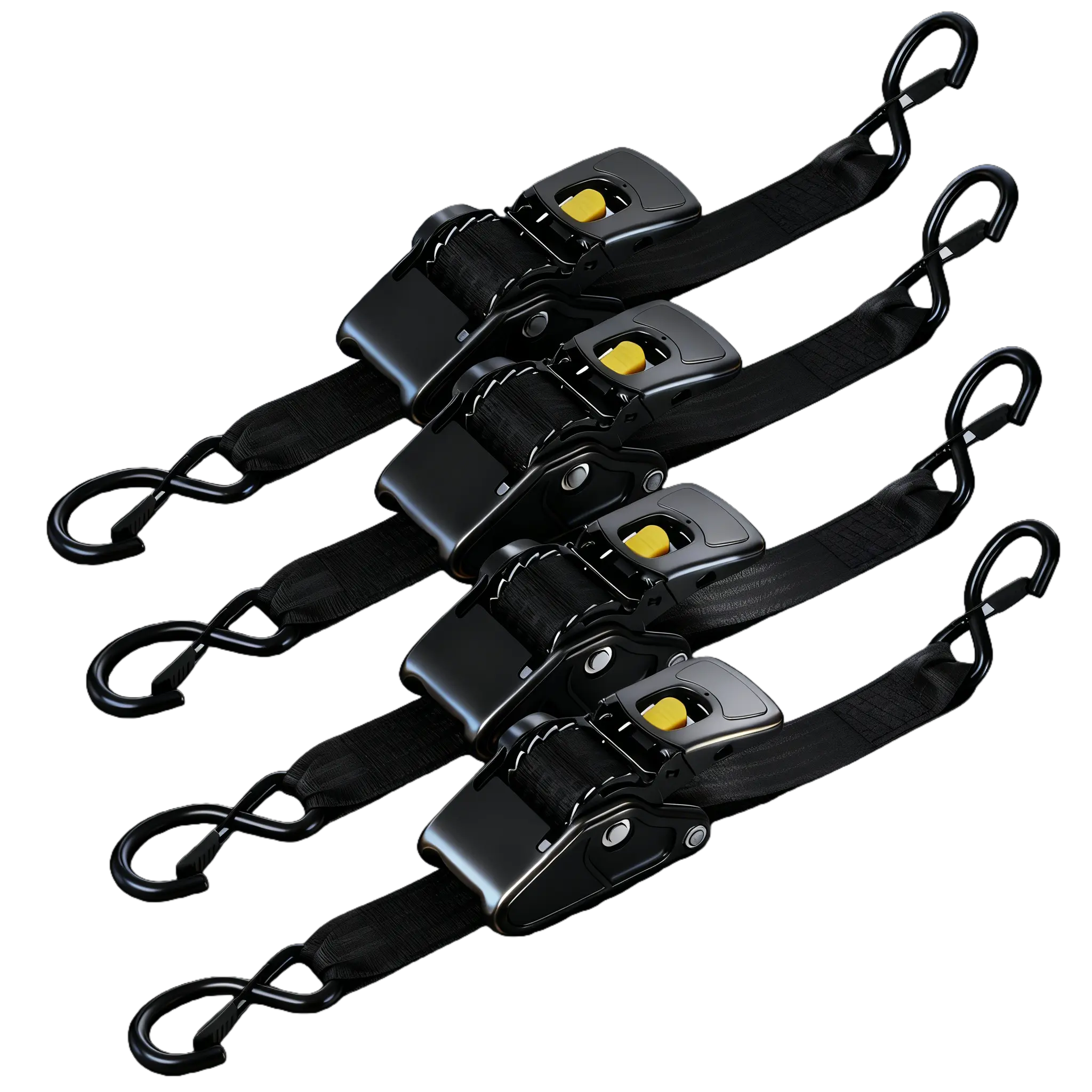 2" x 10' Retractable Ratchet Straps 2 Pack-(3500lb Break Strength)-Heavy Duty Self Retracting Tie DownStraps for Truck, Cargo Trailer