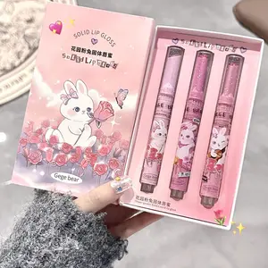Cute Cartoon Rabbit Design Lip Gloss, 3 Counts/set Juicy Glossy Lipstick, Hydrating Mirror Lip Glaze, Moisturizing Glossy Smoothing Lip Balm, Lip Care, Makeup Products