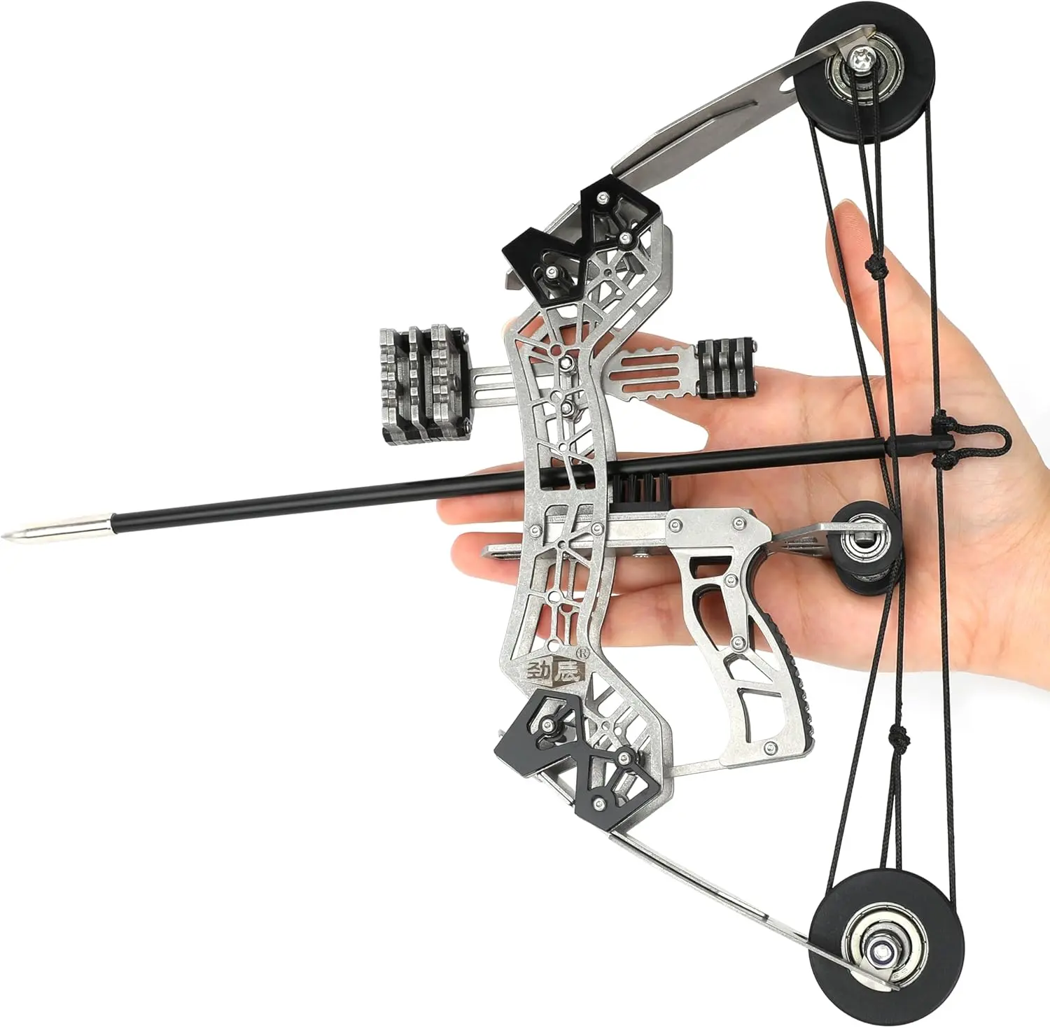 Outdoor Compound Bow Set - High-Strength 316 Stainless Steel + Black Carbon Fiber, 12-Lb Pull, 40-50m Range, with Wrench & Targets, for Hunting & Archery Practice, Suitable for Novices, 12 Pounds Pull