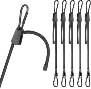 6 count Adjustable Bungee Cords with Hooks, 36 Inches Black Elastic Cord with Carabiner Hooks, Heavy Duty Bungee Straps for Outdoor Tent, Cart,  Rack, , Luggage and Cargo