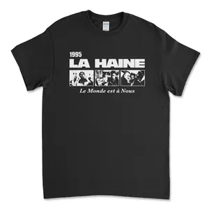 La Haine Le Monde Est À Nous T-Shirt Tee Shirt Black And White Vintage Style Film Movie French Apparel, Kids Size Crewneck Sweatshirt, Streetwear Graphic Y2K Clothes, Hip Hop Rapper, Gift For Fan, Men's Outfits, Music Tour 90s Merch