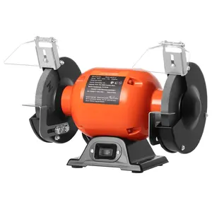 Heavy Duty 6-Inch Bench Grinder With 250W Motor And 1750 RPM Low Speed, Ideal For Sharpening, Deburring, And Metalworking, Desktop Table Mount Cast Iron Base Protective Guards Dust Port And Grinding Wheels Set