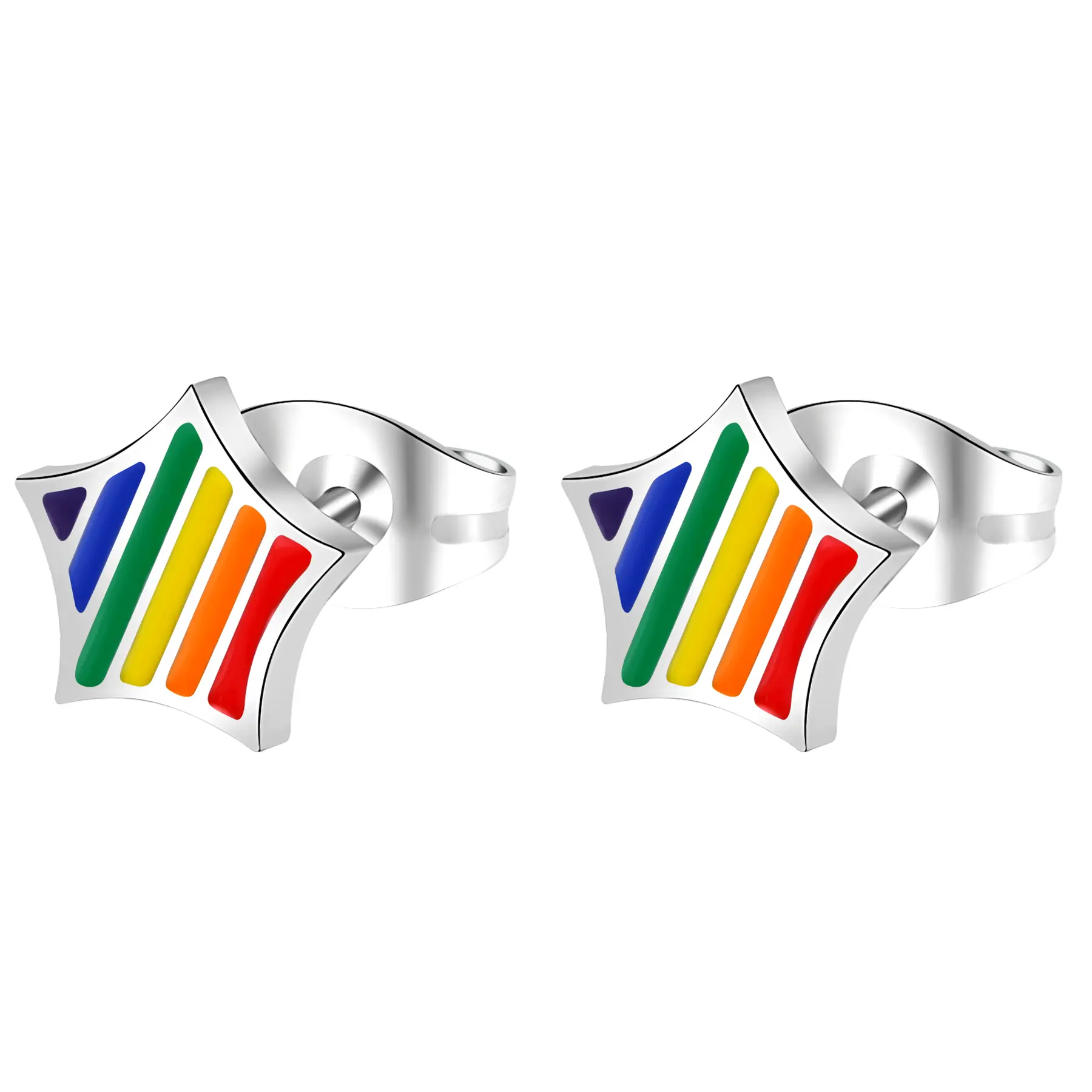 OIDEA Pride-Themed Rainbow Star Stud Earrings, LGBT Stainless Steel Hypoallergenic Pentagram Earrings for Men, Women's Pride Jewelry Gift, Pride-Themed Earrings