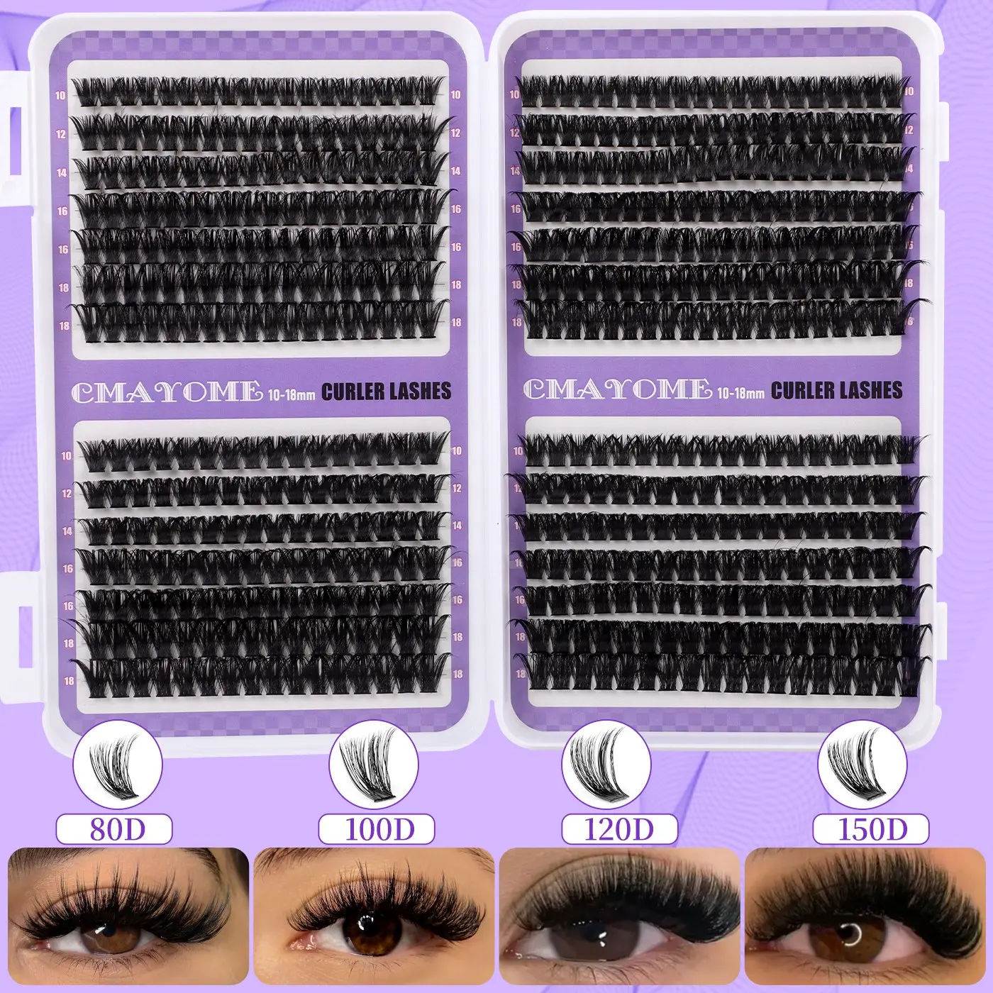CMAYOME Lash Clusters Set | DIY Lash Extension Kit | Individual Lashes | Eyelash Extensions | Volume False Eyelashes | Dramatic Volume Eyelash | D-Curl Voluminous | Beginner-Friendly 3D Look | Home, Travel, Daily, Party, Wedding – TikTok Select 💕✨