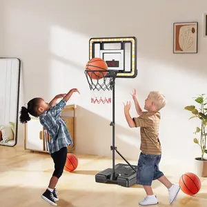 Kids 3ft to 5.8ft Height Adjustable Indoor Basketball Stand with Timer, Childrens Day Gifts,Weatherproof Base for Outdoor Practice Portable Durable Fun