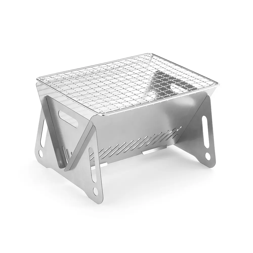 Wood Burning Camping Stove Folding With Pot Stand Portable Stainless Steel Grill Backpacking Stove For Hiking Picnic