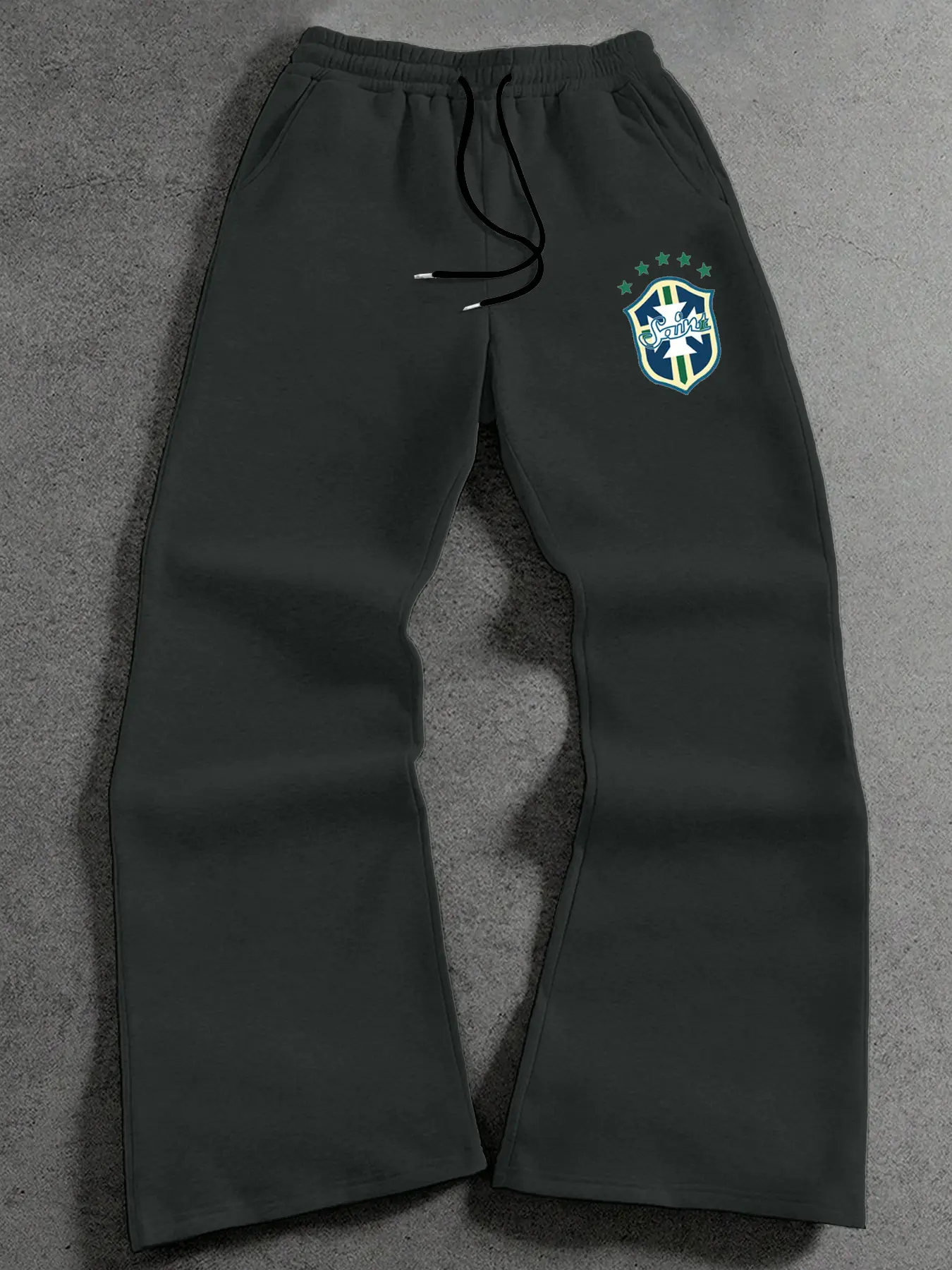 Men's Brazil Team Emblem Style Logo Sweatpants, Athleisure Style Bottoms, Athletics Pants, Casual Streetwear, Fashionable Trendy Men's Sportswear, Fall & Winter Fitted Pants, Knitted Sports Pants, Athleisure Design