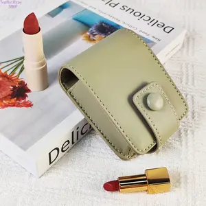 2026 New Mini PU Leather Lipstick Case with Mirror - Portable Lip Gloss Holder, Protective Cover, Compact Lightweight Cosmetic Pouch for Travel & Purse Organization (Includes Miniature Things)