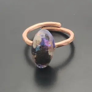 Dainty Oval Piezoelectric Copper Ring Handmade Energy Jewelry for Balance Protection & Vitality One of a Kind Adjustable