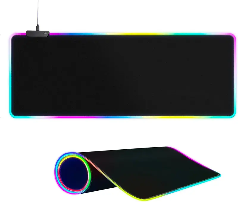 [New Deal]  Large RGB Gaming Mouse Pad -15 Light Modes Touch Control Extended Soft Computer Keyboard Mat Non-Slip Rubber Base