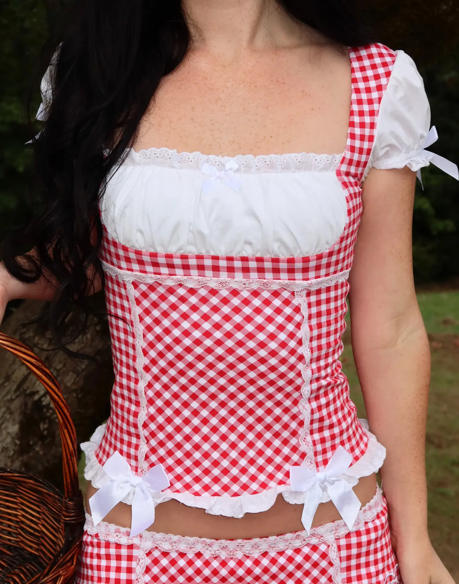 Cherry Doll Milkmaid Top + Micro Skort Set