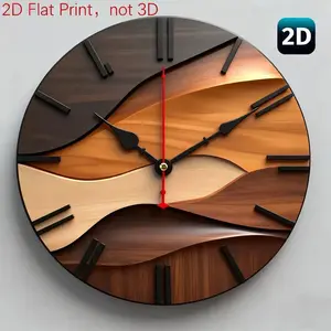 1pc Modern Nordic Round Wall Clock - 10 Inch Minimalist Movement (No Batteries/) - Artificial Wood Silent Sweep Second Hand - Easy-Read Analog Clock for Living Room, - Housewarming/Birthday, 2D Flat