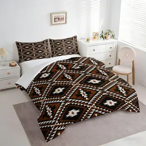 2/3PCS Vintage Southwestern Aztec Geometric Comforter Set, Tribal Ethnic Western Printed Quilt, Rustic Boho Bedding Set with Pillowcases, Soft All Season Set for Men Women Bedroom Farmhouse Lodge Country Home Decor Rustic Bedding Sets