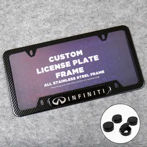 Front or Rear Carbon Fiber Texture License Plate Frame Protect Cover Fit Infiniti Decorate Accessories Gifts