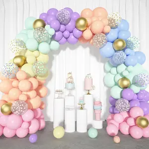 164PCS Pastel Balloon Garland Kit, Rainbow Easter Unicorn Balloon Arch, Colorful Gold Confetti Balloons for Pastel Easter Shower Wedding Ice Cream Mermaid Party Decorations Supplies