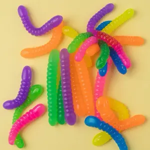 Rainbow Stretchy Worm Fidget Toys 12 Pack Squeeze & Stretch Sensory Set for Kids Ages 3+ Fun Educational Toys