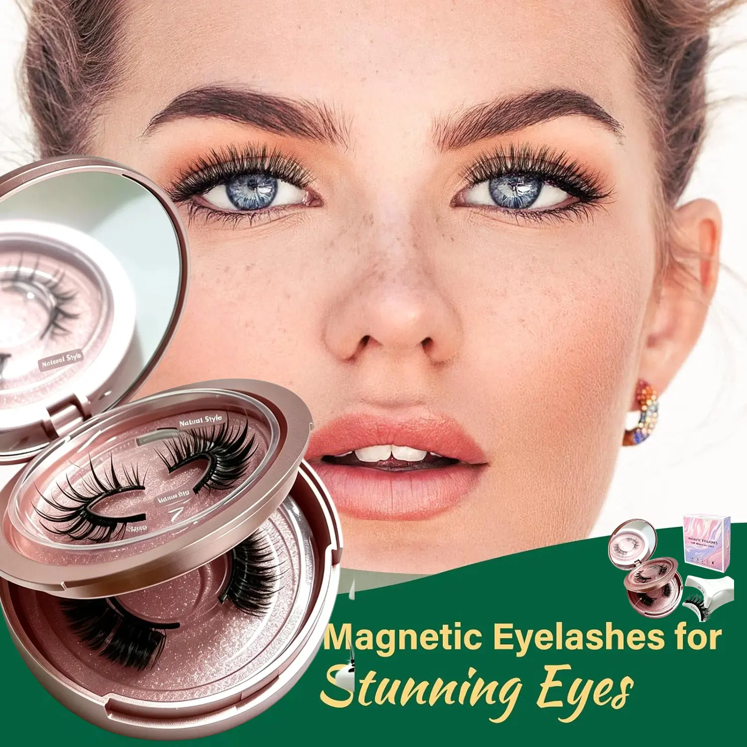 2pcs Reusable Magnetic Cluster Lashes Kit - Gentle Hypoallergenic D Curl Synthetic False Lashes, No Glue, Lightweight Natural Wispy, Nature-Infused, Salon-Quality Applicator Included eyelashes fake mink
