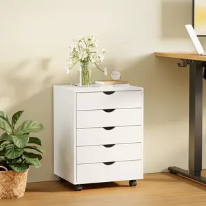Gianna 5 -7 Drawer Portable Storage Cabinet on Wheels for Office, Bedroom & Home Organization, White - Black, New