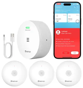 Heiman Water Leak Detector for Home, Water Sensor Alarm Leak Detector With Gateway, Battery Operated Flood Smart WiFi Water Sensor for Basement/Sump Pump, Real-Time App Alert and Sound Alarm,