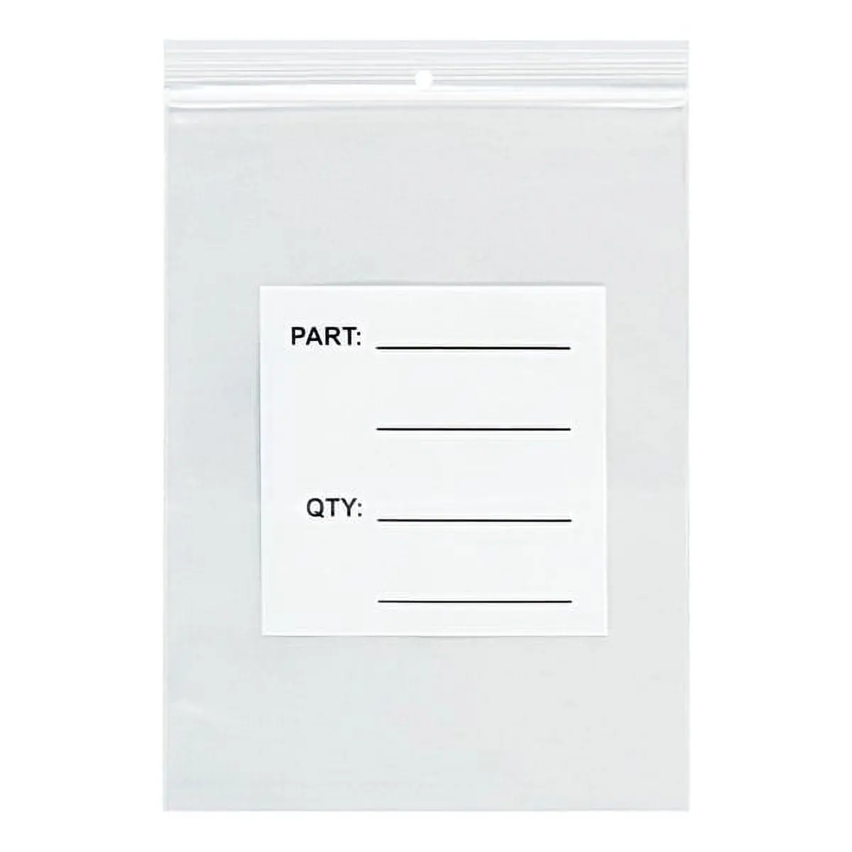 Box Partners PB12007 6" w x 9" l 4 Mil Pre-Printed Parts Bags with Hang Holes - Consistent Labeling, Pack of 1000
