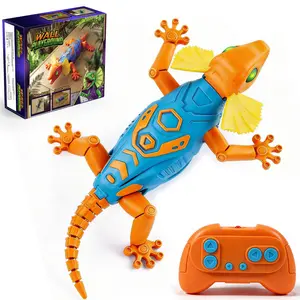 Remote Control Wall Climbing Gecko: Gravity Defying RC Lizard Toy for Kids - Type-C Rechargeable, 30-Min Playtime Realistic S-Shaped Walking Prank Animal for Boys Age 4-12 Birthday Gift (Orange)