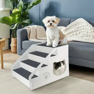 3-Step Pet Ramp for Small Dogs, Puppy & Cats, Kitten, Durable PP Material, Non-Slip Design, Portable Foldable, Ideal for Sofa Bed Bedroom Use