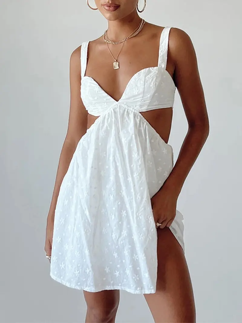 knee length dresses for ladies Salty Palm Serafina Embroidered Mini Dress