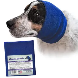 Happy Hoodie The Original Dog & Cat Calming Band, Anxiety Relief/Noise Protection-Grooming-Thunder-Fireworks (Large, Blue)