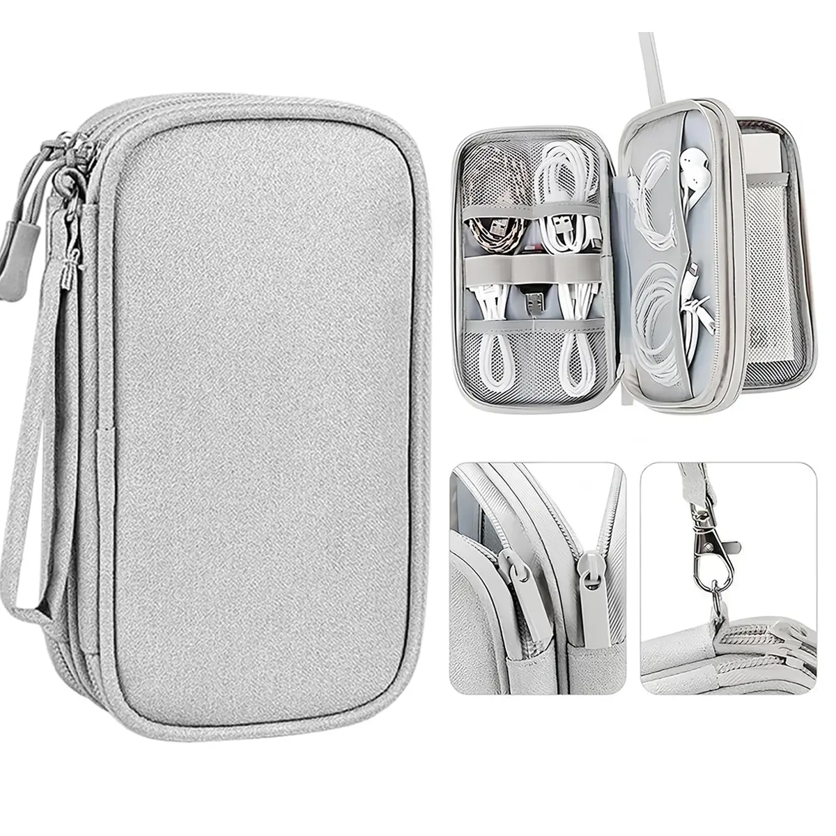 Digital storage bag Portable Multi-grids, multifunctional data cable charging power cable, phone, headphones, digital products, electronic classification Home Office Travel Vacation, Versatile Travel Accessory Waterproof Double Layers Organizer bags