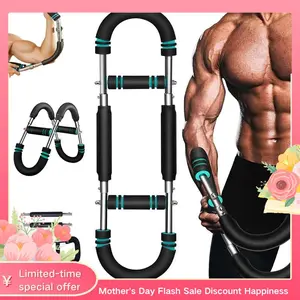 Arm Trainer , 60-120lb Adjustable Chest Workout Equipment, Men's Arm Strength Trainer, Portable Spring Resistance Power Twister Bar, for Home Workout Equipment Hand Grip Strengthener Steel Twister Arm Trainer detachable stainless steel fitness tool