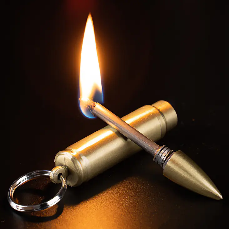 Portable Vintage Metal Keychain Fire Starter suitable for outdoor camping and emergency survival fire starting