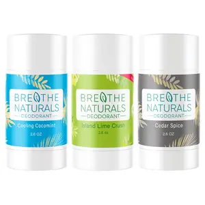 Breathe Naturals Deodorant Dude Pit Pack - 24Hr Extra Strength Sweat & Odor Control - Gentle On Sensitive Skin - All Day Freshness - Aluminum Free & Vegan - Island Lime, Cedar Spice, Cooling CocoMint